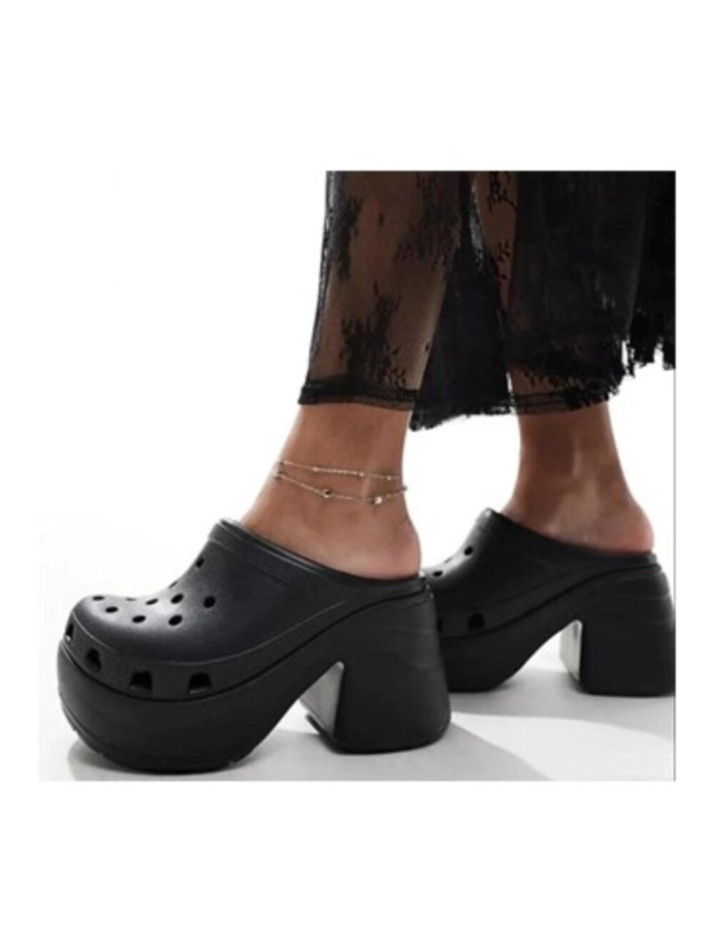 Crocs Siren Black Goth Platform Heel Clogs Sz 11 Like New